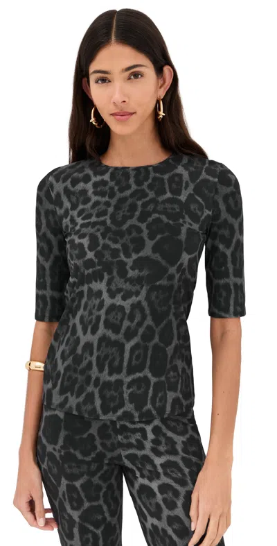 Stella Mccartney Animal Print Crewneck Top Three Quarter Sleeves