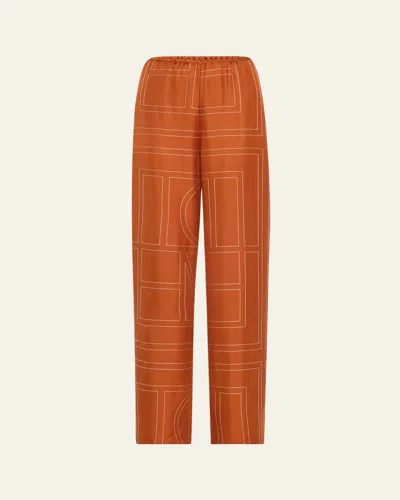 Totême Toteme Women Monogram Silk Pajama Pants In Red