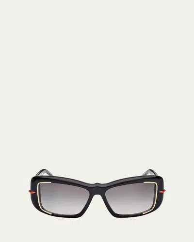 Christian Louboutin Square Acetate Sunglasses In Black