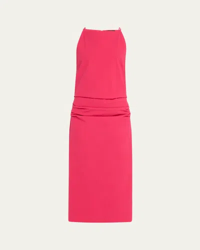 Proenza Schouler Priya Draped Bi-stretch Cotton Nylon Dress In Red