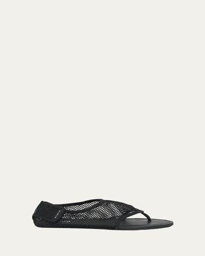 Alaïa Black Fishnet Fabric Thing Sandals In Black
