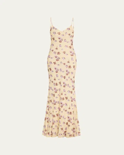 Self-portrait Floral Embellished Viscose Maxi Dress In Neutral