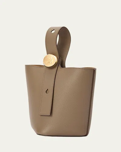 Loewe Mini Pebble Bucket In Soft Grained Calfskin In Brown