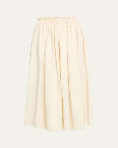 Gabriela Hearst Chiara Pleated Midi Skirt In Ivory Textured Linen In Neutral
