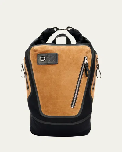 Loewe Flex Roll-top Backpack In Canvas And Suede For Man