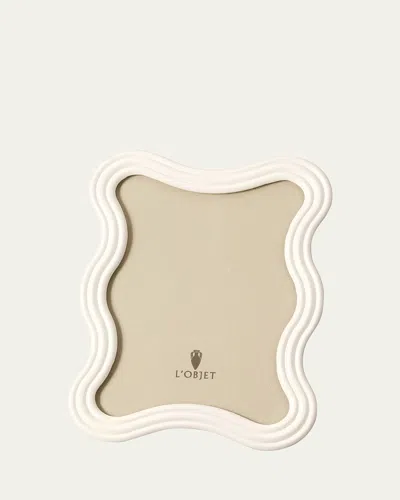 L'objet Ripple Enamel Photo Frame, 5" X 7" In White