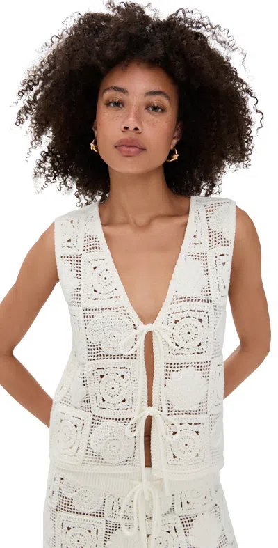 Rails Paz Crochet Stitch Sleeveless Tie Front Top In White
