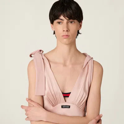Miu Miu Satin Reverse Bow Draped Maxi Dress In Pink