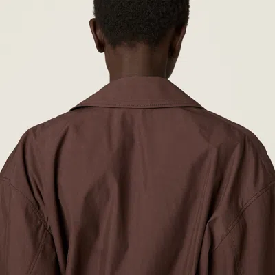 Miu Miu Ribbed Hem Cotton Blend Jacket In Brown