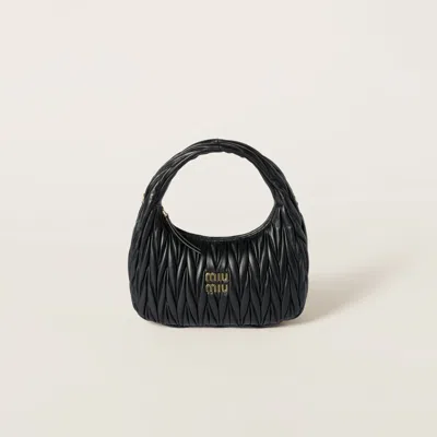 Miu Miu Black Wander Matelass Mini Shoulder Bag In Black