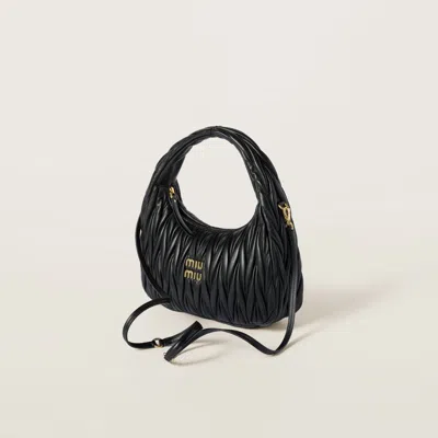 Miu Miu Black Wander Matelass Mini Shoulder Bag In Black