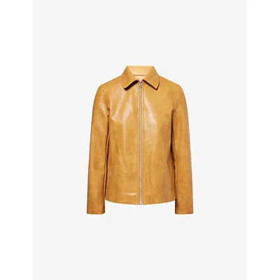 Rag & Bone Womens Camel Jordie Collared Faux-leather Jacket Xs