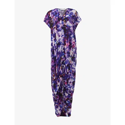 Leem Womens  Ruched-front Printed Woven Kaftan