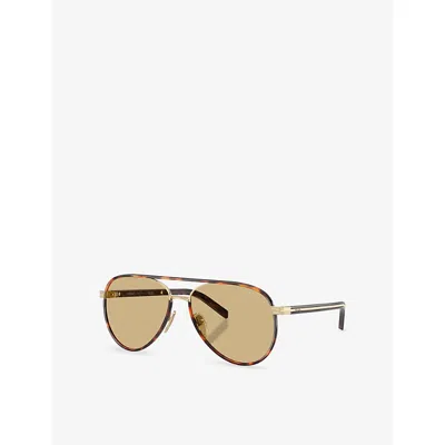 Prada Womens Gold Pr B57s Pilot-frame Steel Sunglasses In Neutral