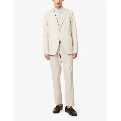 Oscar Jacobson Mens  Ferry Patch-pocket Soft Cotton Blazer In Brown