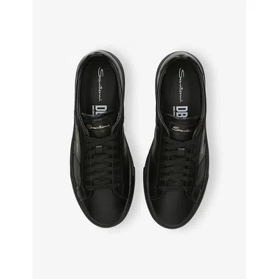 Santoni Men's Black Leather Dbs Oly Sneaker