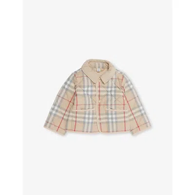 Burberry Pale Stone Ip Check Tommy Check-pattern Woven Jacket 3-24 In Neutral