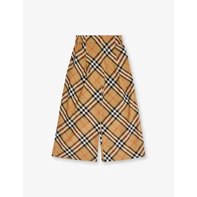 Burberry Checked Cotton Trousers In Neutral