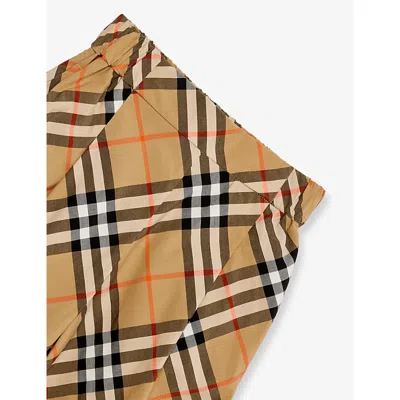 Burberry Checked Cotton Trousers In Neutral