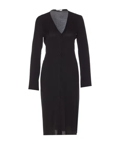 Patrizia Pepe Buttoned V-neck Dress In Blue