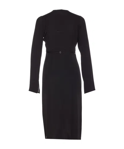 Patrizia Pepe Buttoned V-neck Dress In Blue