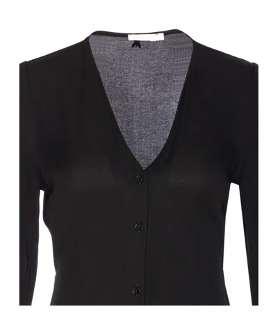 Patrizia Pepe Buttoned V-neck Dress In Blue