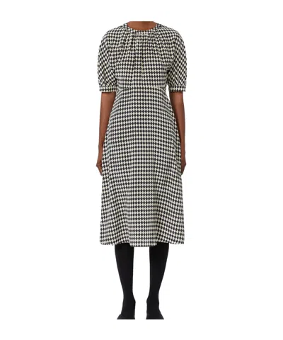 Max Mara Printed Crepe De Chine Dress In Gray