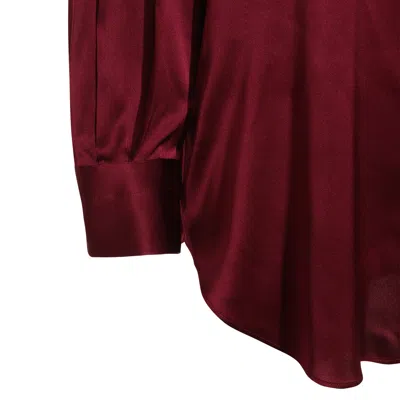Tom Ford Camicia In Raso Di Seta Stretch Dal Taglio Rilassato In Burgundy