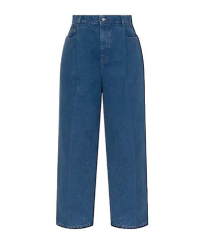 Marni Wide-leg Trousers With Pockets And Pleats In Blue
