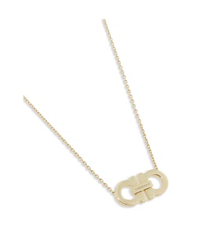 Ferragamo Crystal Pendant Chain Necklace With Adjustable Length In Gold