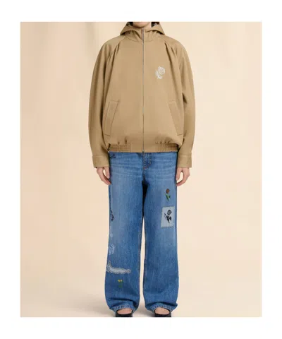 Marni Hooded Zip-up Jacket In Brown