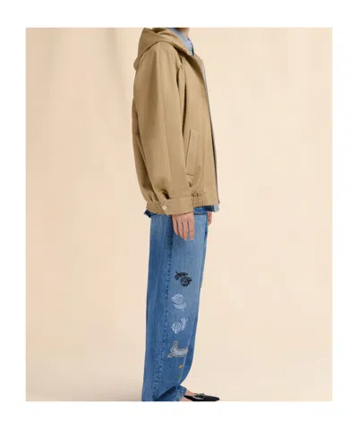 Marni Hooded Zip-up Jacket In Brown