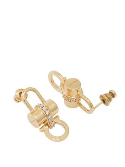 Ferragamo Women Crystal Embellished Padlock Earrings