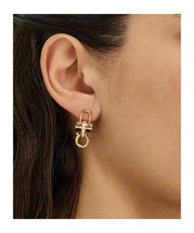 Ferragamo Women Crystal Embellished Padlock Earrings