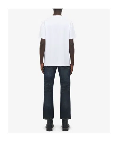 Alexander Mcqueen White Crewneck T-shirt With Logo Print On The Front In Cotton Man
