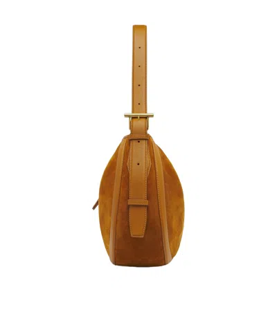 Alexander Mcqueen Brown Shoulder Bag With Adjustable Shoulder Strap And T Buckle Closure On The Front In Suede Woman