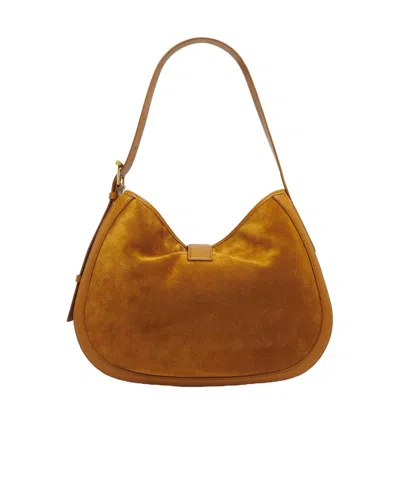 Alexander Mcqueen Brown Shoulder Bag With Adjustable Shoulder Strap And T Buckle Closure On The Front In Suede Woman