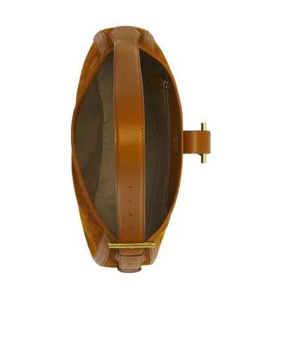 Alexander Mcqueen Brown Shoulder Bag With Adjustable Shoulder Strap And T Buckle Closure On The Front In Suede Woman