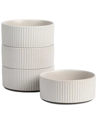 Stone Lain Haven 4-pc. Stoneware Cereal Bowl In White