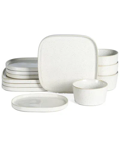 Stone Lain Cairo Stoneware 12-piece Dinnerware Set In White