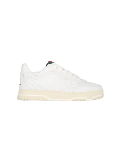 Gucci Men Re-web Leather Sneakers In White