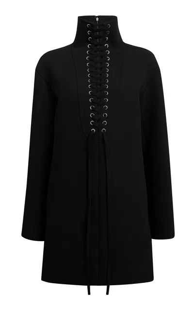 Khaite Lee Lace-up Long Sleeve Double Face Crepe Dress