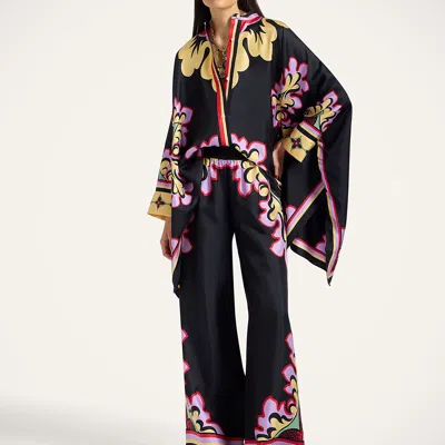 La Doublej La Double J Silk Twill Palazzo Pants With Relaxed Leg Design In Multi