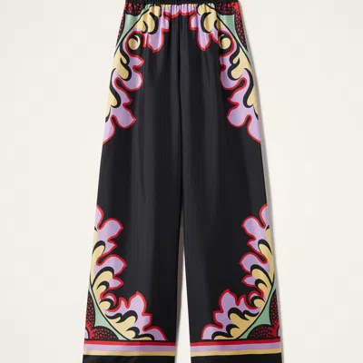 La Doublej La Double J Silk Twill Palazzo Pants With Relaxed Leg Design In Multi