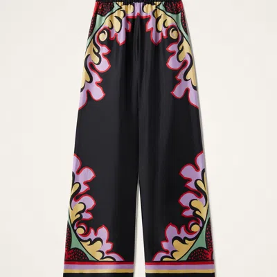 La Doublej La Double J Silk Twill Palazzo Pants With Relaxed Leg Design In Multi
