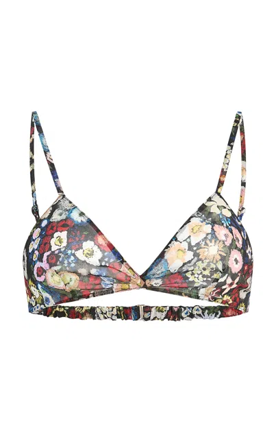 Khaite Talita Floral-print Silk-chiffon Triangle Bra In Multi