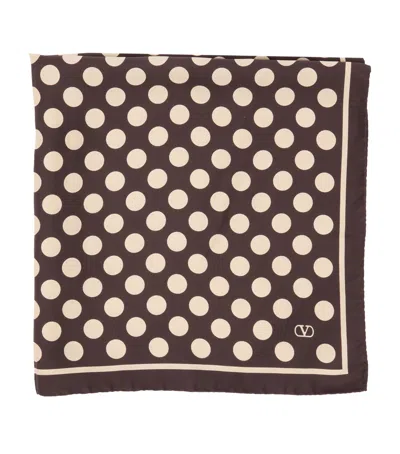 Valentino Garavani Silk Polka Dot Foulard In Brown
