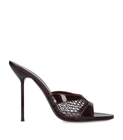 Paris Texas Mules In Rouge Noir Mesh And Patent Leather In Burgundy