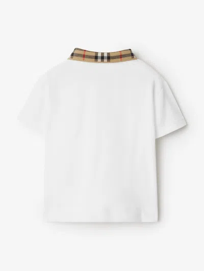 Burberry Boys White Check Polo Shirt