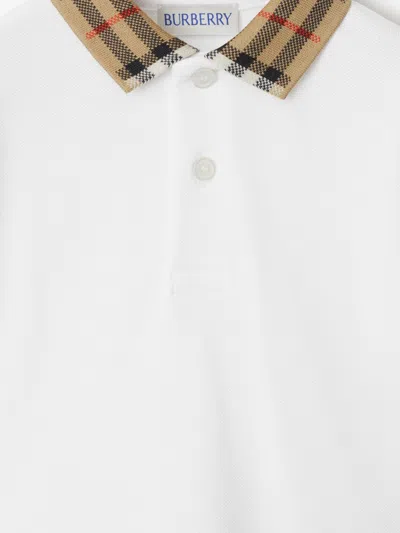 Burberry Boys White Check Polo Shirt